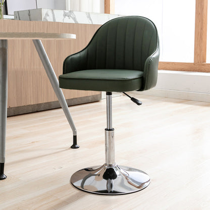 Modern Adjustable Rotatable Counter Stool Steel Cashier Bar Stool with Leather Cushion Blackish Green 1 Piece Short Stool(22"H) Clearhalo 'Bar Furniture' 'Bar Stools' 'bar_stools' 'furn' 'furn_bar_stools' 'furniture_bar_stools' 'Kitchen & Dining Furniture' 'kitchen&dining_furn' 'kitchen' 'kitchen_furn' Furniture' 4556094