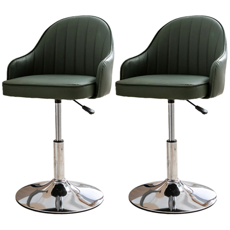 Modern Adjustable Rotatable Counter Stool Steel Cashier Bar Stool with Leather Cushion Blackish Green 2 Piece Set Short Stool(22"H) Clearhalo 'Bar Furniture' 'Bar Stools' 'bar_stools' 'furn' 'furn_bar_stools' 'furniture_bar_stools' 'Kitchen & Dining Furniture' 'kitchen&dining_furn' 'kitchen' 'kitchen_furn' Furniture' 4556096