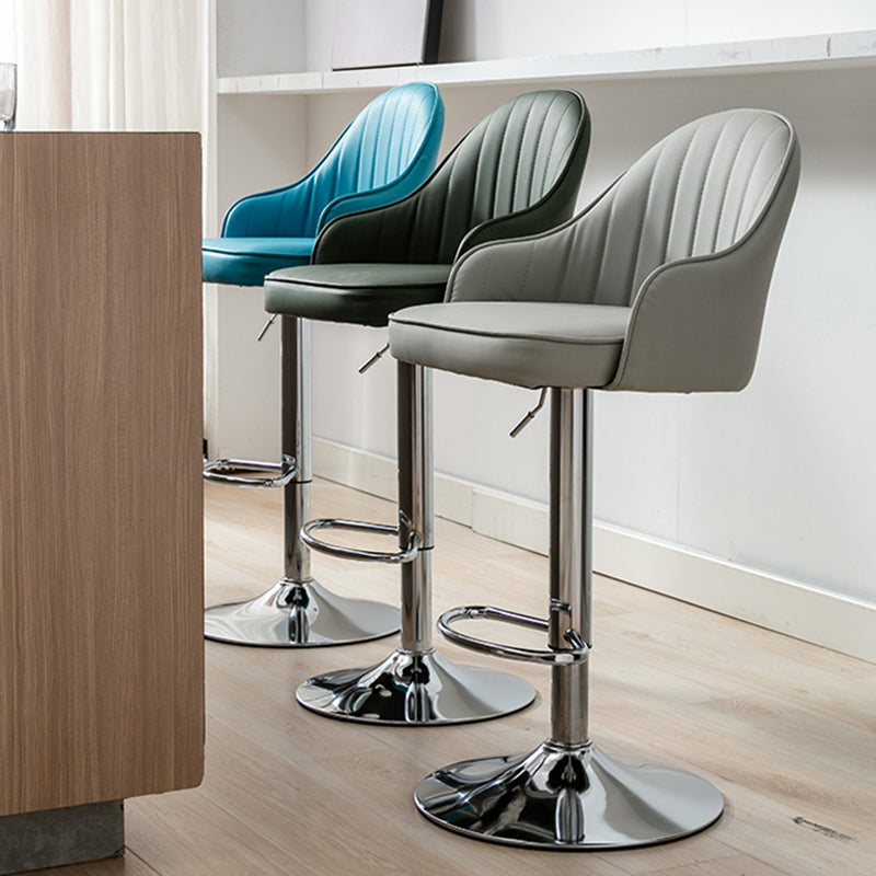 Modern Adjustable Rotatable Counter Stool Steel Cashier Bar Stool with Leather Cushion Clearhalo 'Bar Furniture' 'Bar Stools' 'bar_stools' 'furn' 'furn_bar_stools' 'furniture_bar_stools' 'Kitchen & Dining Furniture' 'kitchen&dining_furn' 'kitchen' 'kitchen_furn' Furniture' 4556097