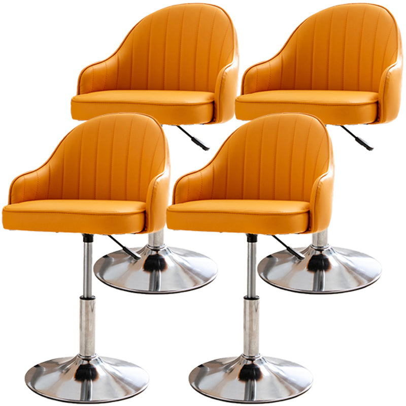 Modern Adjustable Rotatable Counter Stool Steel Cashier Bar Stool with Leather Cushion Orange 4 Piece Set Short Stool(22"H) Clearhalo 'Bar Furniture' 'Bar Stools' 'bar_stools' 'furn' 'furn_bar_stools' 'furniture_bar_stools' 'Kitchen & Dining Furniture' 'kitchen&dining_furn' 'kitchen' 'kitchen_furn' Furniture' 4556099
