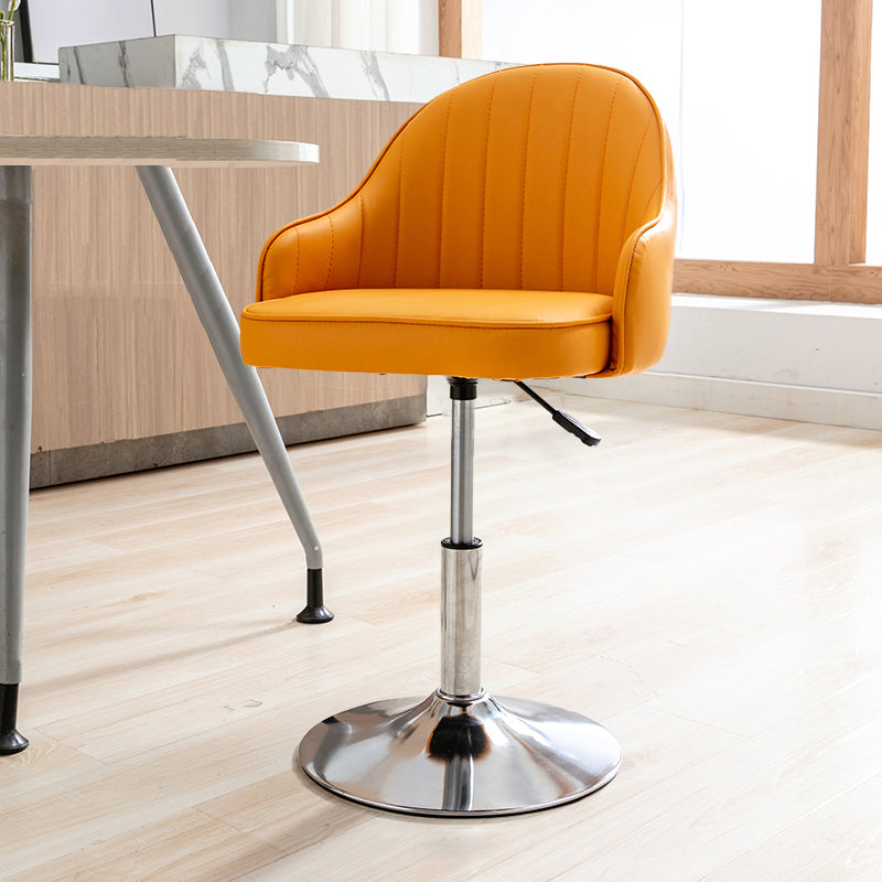 Modern Adjustable Rotatable Counter Stool Steel Cashier Bar Stool with Leather Cushion Orange 1 Piece Short Stool(22"H) Clearhalo 'Bar Furniture' 'Bar Stools' 'bar_stools' 'furn' 'furn_bar_stools' 'furniture_bar_stools' 'Kitchen & Dining Furniture' 'kitchen&dining_furn' 'kitchen' 'kitchen_furn' Furniture' 4556100
