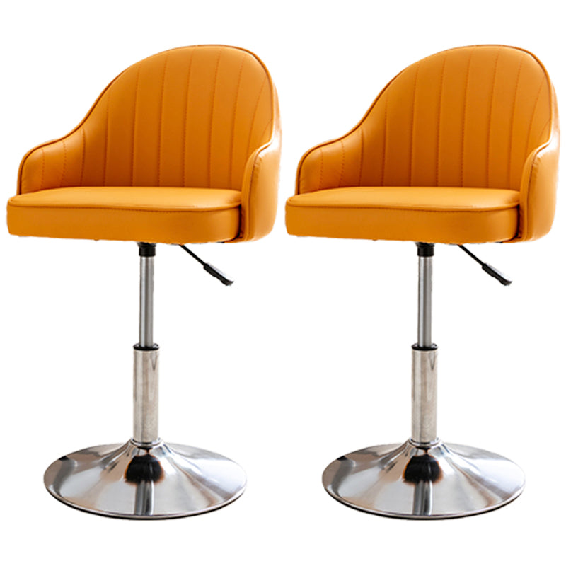 Modern Adjustable Rotatable Counter Stool Steel Cashier Bar Stool with Leather Cushion Orange 2 Piece Set Short Stool(22"H) Clearhalo 'Bar Furniture' 'Bar Stools' 'bar_stools' 'furn' 'furn_bar_stools' 'furniture_bar_stools' 'Kitchen & Dining Furniture' 'kitchen&dining_furn' 'kitchen' 'kitchen_furn' Furniture' 4556103