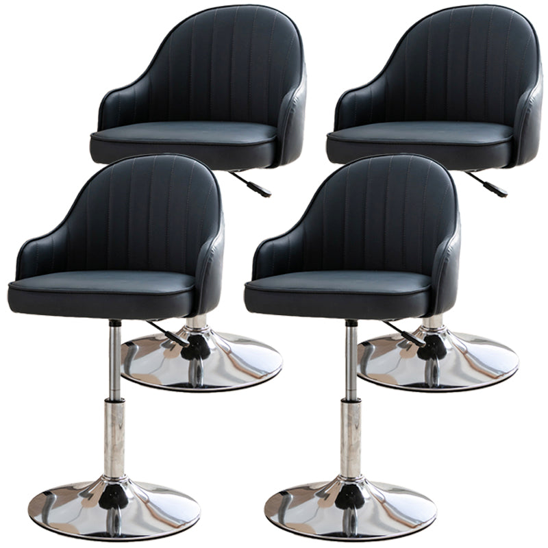 Modern Adjustable Rotatable Counter Stool Steel Cashier Bar Stool with Leather Cushion Black 4 Piece Set Short Stool(22"H) Clearhalo 'Bar Furniture' 'Bar Stools' 'bar_stools' 'furn' 'furn_bar_stools' 'furniture_bar_stools' 'Kitchen & Dining Furniture' 'kitchen&dining_furn' 'kitchen' 'kitchen_furn' Furniture' 4556105