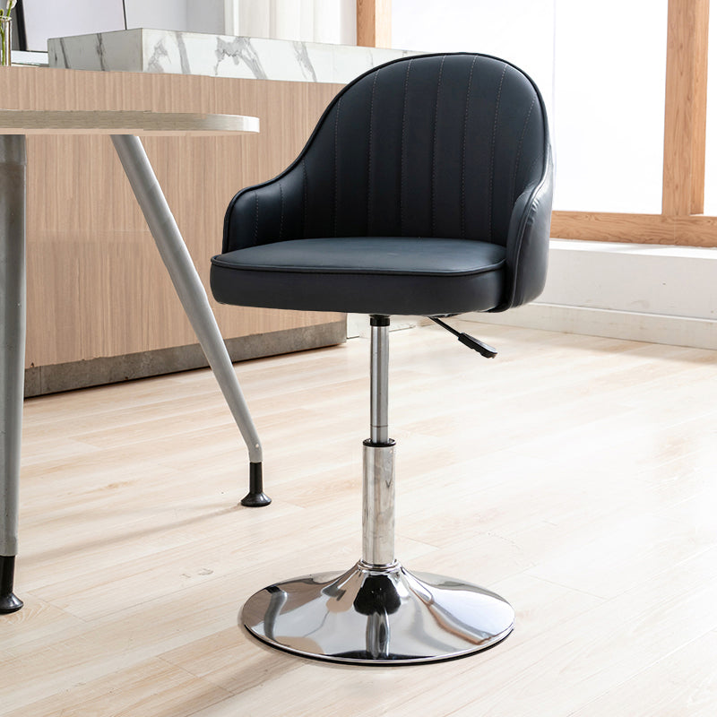Modern Adjustable Rotatable Counter Stool Steel Cashier Bar Stool with Leather Cushion Black 1 Piece Short Stool(22"H) Clearhalo 'Bar Furniture' 'Bar Stools' 'bar_stools' 'furn' 'furn_bar_stools' 'furniture_bar_stools' 'Kitchen & Dining Furniture' 'kitchen&dining_furn' 'kitchen' 'kitchen_furn' Furniture' 4556107