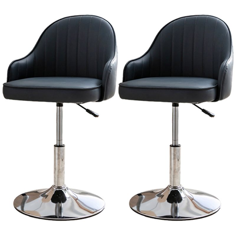 Modern Adjustable Rotatable Counter Stool Steel Cashier Bar Stool with Leather Cushion Black 2 Piece Set Short Stool(22"H) Clearhalo 'Bar Furniture' 'Bar Stools' 'bar_stools' 'furn' 'furn_bar_stools' 'furniture_bar_stools' 'Kitchen & Dining Furniture' 'kitchen&dining_furn' 'kitchen' 'kitchen_furn' Furniture' 4556109