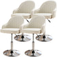 Modern Adjustable Rotatable Counter Stool Steel Cashier Bar Stool with Leather Cushion Off-White 4 Piece Set Short Stool(22"H) Clearhalo 'Bar Furniture' 'Bar Stools' 'bar_stools' 'furn' 'furn_bar_stools' 'furniture_bar_stools' 'Kitchen & Dining Furniture' 'kitchen&dining_furn' 'kitchen' 'kitchen_furn' Furniture' 4556110