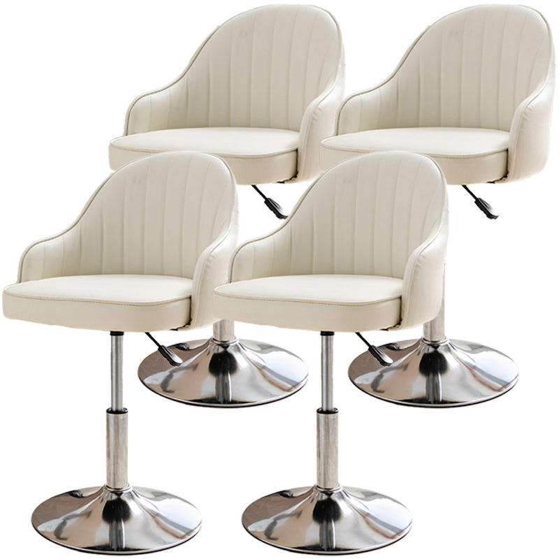 Modern Adjustable Rotatable Counter Stool Steel Cashier Bar Stool with Leather Cushion Off-White 4 Piece Set Short Stool(22"H) Clearhalo 'Bar Furniture' 'Bar Stools' 'bar_stools' 'furn' 'furn_bar_stools' 'furniture_bar_stools' 'Kitchen & Dining Furniture' 'kitchen&dining_furn' 'kitchen' 'kitchen_furn' Furniture' 4556110