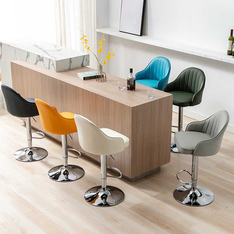 Modern Adjustable Rotatable Counter Stool Steel Cashier Bar Stool with Leather Cushion Clearhalo 'Bar Furniture' 'Bar Stools' 'bar_stools' 'furn' 'furn_bar_stools' 'furniture_bar_stools' 'Kitchen & Dining Furniture' 'kitchen&dining_furn' 'kitchen' 'kitchen_furn' Furniture' 4556111