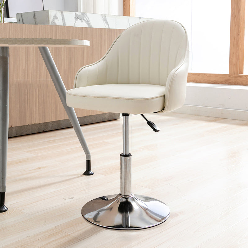 Modern Adjustable Rotatable Counter Stool Steel Cashier Bar Stool with Leather Cushion Off-White 1 Piece Short Stool(22"H) Clearhalo 'Bar Furniture' 'Bar Stools' 'bar_stools' 'furn' 'furn_bar_stools' 'furniture_bar_stools' 'Kitchen & Dining Furniture' 'kitchen&dining_furn' 'kitchen' 'kitchen_furn' Furniture' 4556113