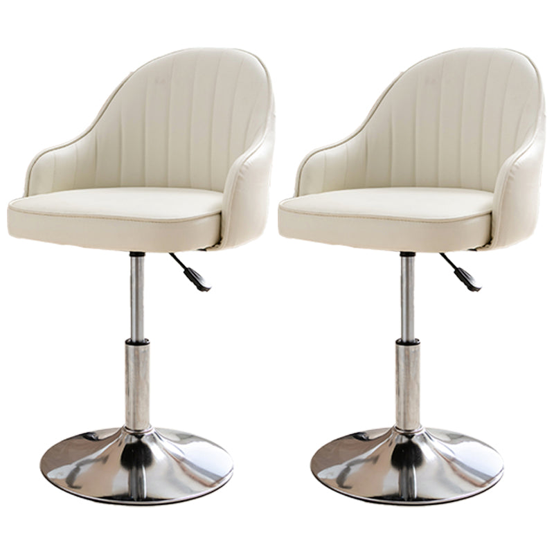 Modern Adjustable Rotatable Counter Stool Steel Cashier Bar Stool with Leather Cushion Off-White 2 Piece Set Short Stool(22"H) Clearhalo 'Bar Furniture' 'Bar Stools' 'bar_stools' 'furn' 'furn_bar_stools' 'furniture_bar_stools' 'Kitchen & Dining Furniture' 'kitchen&dining_furn' 'kitchen' 'kitchen_furn' Furniture' 4556114
