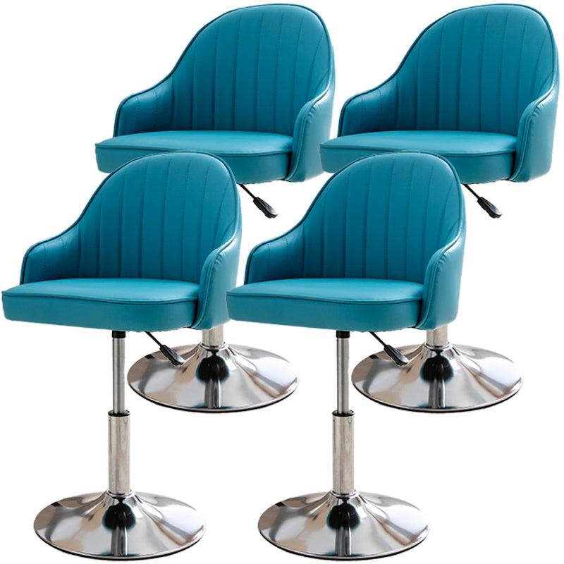 Modern Adjustable Rotatable Counter Stool Steel Cashier Bar Stool with Leather Cushion Lake Blue 4 Piece Set Short Stool(22"H) Clearhalo 'Bar Furniture' 'Bar Stools' 'bar_stools' 'furn' 'furn_bar_stools' 'furniture_bar_stools' 'Kitchen & Dining Furniture' 'kitchen&dining_furn' 'kitchen' 'kitchen_furn' Furniture' 4556115