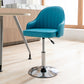 Modern Adjustable Rotatable Counter Stool Steel Cashier Bar Stool with Leather Cushion Lake Blue 1 Piece Short Stool(22"H) Clearhalo 'Bar Furniture' 'Bar Stools' 'bar_stools' 'furn' 'furn_bar_stools' 'furniture_bar_stools' 'Kitchen & Dining Furniture' 'kitchen&dining_furn' 'kitchen' 'kitchen_furn' Furniture' 4556116