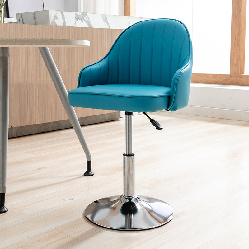 Modern Adjustable Rotatable Counter Stool Steel Cashier Bar Stool with Leather Cushion Lake Blue 1 Piece Short Stool(22"H) Clearhalo 'Bar Furniture' 'Bar Stools' 'bar_stools' 'furn' 'furn_bar_stools' 'furniture_bar_stools' 'Kitchen & Dining Furniture' 'kitchen&dining_furn' 'kitchen' 'kitchen_furn' Furniture' 4556116