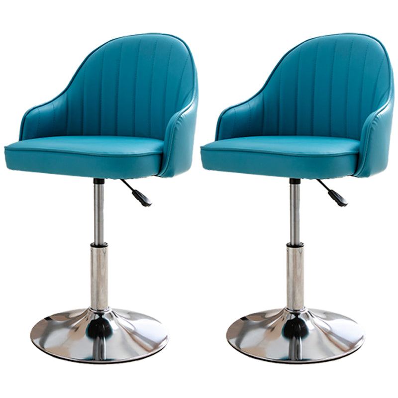 Modern Adjustable Rotatable Counter Stool Steel Cashier Bar Stool with Leather Cushion Lake Blue 2 Piece Set Short Stool(22"H) Clearhalo 'Bar Furniture' 'Bar Stools' 'bar_stools' 'furn' 'furn_bar_stools' 'furniture_bar_stools' 'Kitchen & Dining Furniture' 'kitchen&dining_furn' 'kitchen' 'kitchen_furn' Furniture' 4556117