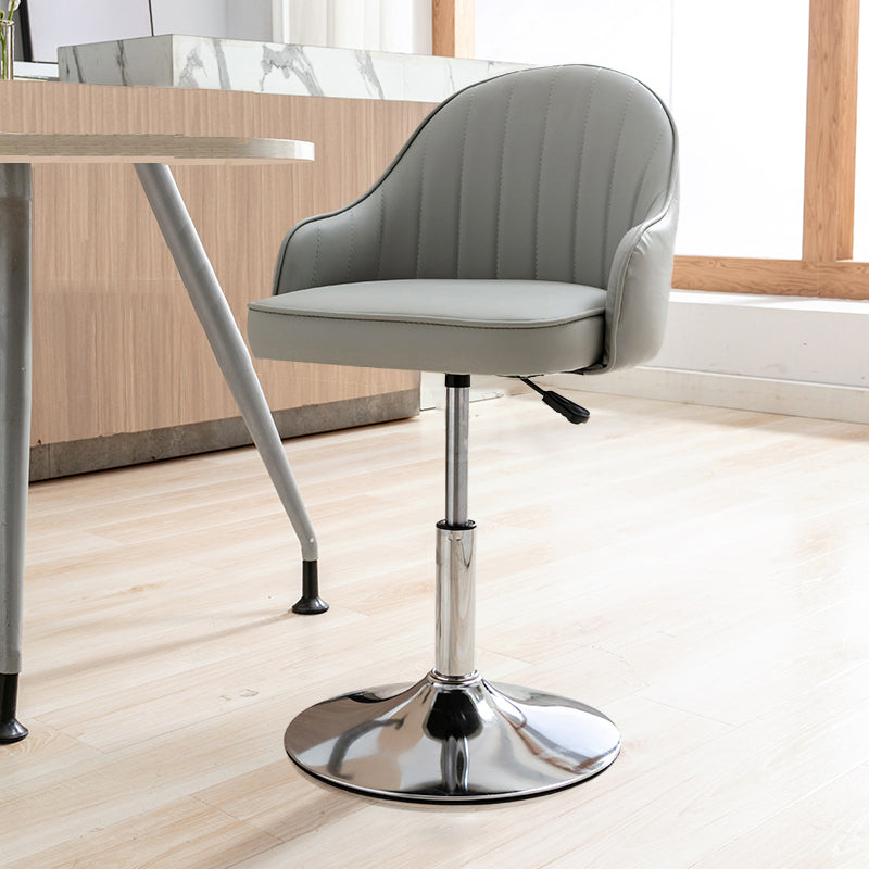 Modern Adjustable Rotatable Counter Stool Steel Cashier Bar Stool with Leather Cushion Smoke Gray 1 Piece Short Stool(22"H) Clearhalo 'Bar Furniture' 'Bar Stools' 'bar_stools' 'furn' 'furn_bar_stools' 'furniture_bar_stools' 'Kitchen & Dining Furniture' 'kitchen&dining_furn' 'kitchen' 'kitchen_furn' Furniture' 4556119