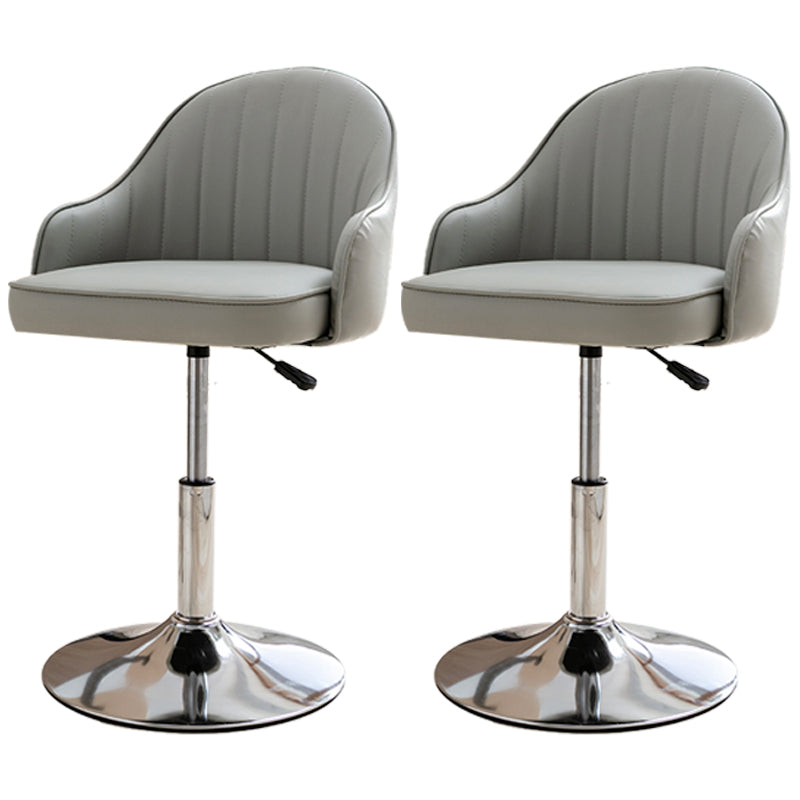 Modern Adjustable Rotatable Counter Stool Steel Cashier Bar Stool with Leather Cushion Smoke Gray 2 Piece Set Short Stool(22"H) Clearhalo 'Bar Furniture' 'Bar Stools' 'bar_stools' 'furn' 'furn_bar_stools' 'furniture_bar_stools' 'Kitchen & Dining Furniture' 'kitchen&dining_furn' 'kitchen' 'kitchen_furn' Furniture' 4556120