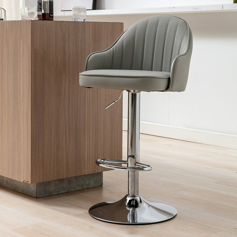 Modern Adjustable Rotatable Counter Stool Steel Cashier Bar Stool with Leather Cushion Smoke Gray 1 Piece Bar Stool(31"H) Clearhalo 'Bar Furniture' 'Bar Stools' 'bar_stools' 'furn' 'furn_bar_stools' 'furniture_bar_stools' 'Kitchen & Dining Furniture' 'kitchen&dining_furn' 'kitchen' 'kitchen_furn' Furniture' 4556122
