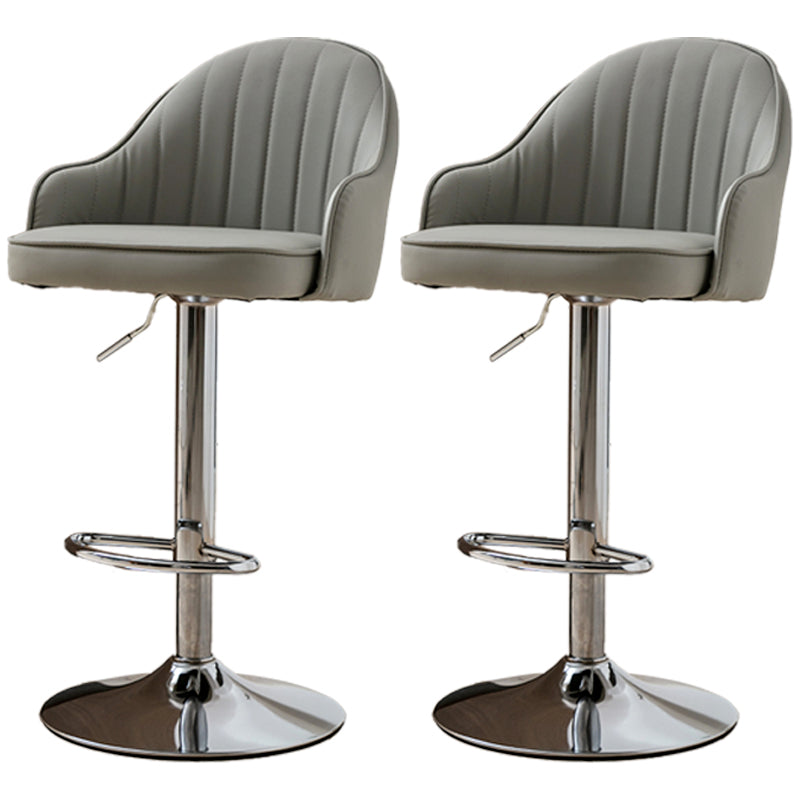 Modern Adjustable Rotatable Counter Stool Steel Cashier Bar Stool with Leather Cushion Smoke Gray 2 Piece Set Bar Stool(31"H) Clearhalo 'Bar Furniture' 'Bar Stools' 'bar_stools' 'furn' 'furn_bar_stools' 'furniture_bar_stools' 'Kitchen & Dining Furniture' 'kitchen&dining_furn' 'kitchen' 'kitchen_furn' Furniture' 4556123