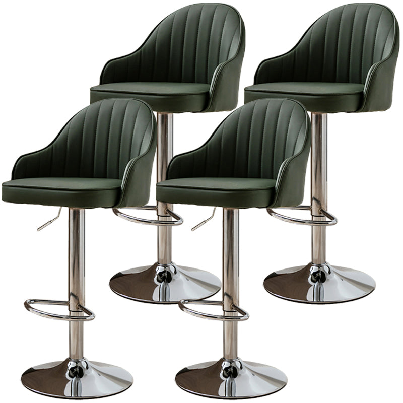 Modern Adjustable Rotatable Counter Stool Steel Cashier Bar Stool with Leather Cushion Blackish Green 4 Piece Set Bar Stool(31"H) Clearhalo 'Bar Furniture' 'Bar Stools' 'bar_stools' 'furn' 'furn_bar_stools' 'furniture_bar_stools' 'Kitchen & Dining Furniture' 'kitchen&dining_furn' 'kitchen' 'kitchen_furn' Furniture' 4556124