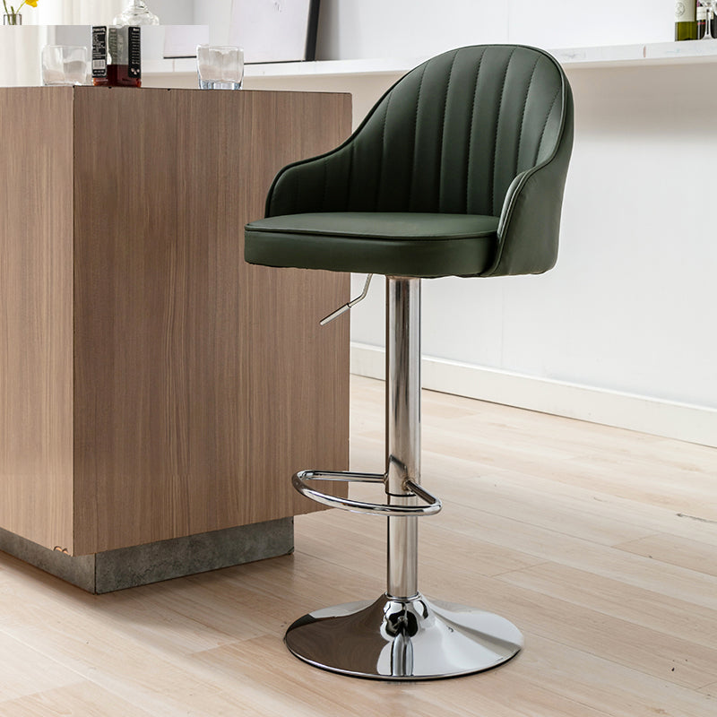 Modern Adjustable Rotatable Counter Stool Steel Cashier Bar Stool with Leather Cushion Blackish Green 1 Piece Bar Stool(31"H) Clearhalo 'Bar Furniture' 'Bar Stools' 'bar_stools' 'furn' 'furn_bar_stools' 'furniture_bar_stools' 'Kitchen & Dining Furniture' 'kitchen&dining_furn' 'kitchen' 'kitchen_furn' Furniture' 4556125