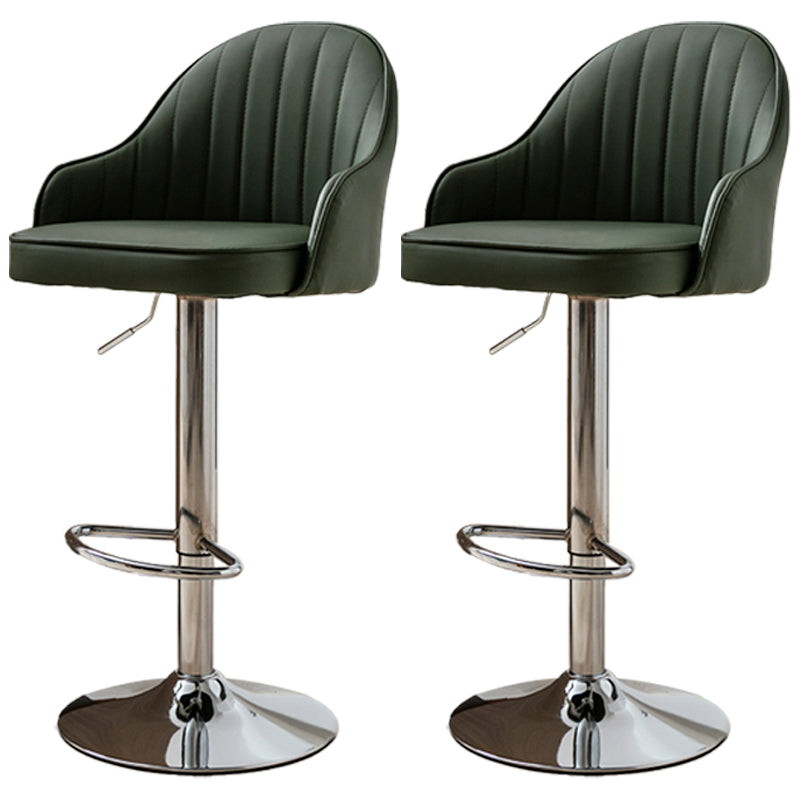 Modern Adjustable Rotatable Counter Stool Steel Cashier Bar Stool with Leather Cushion Blackish Green 2 Piece Set Bar Stool(31"H) Clearhalo 'Bar Furniture' 'Bar Stools' 'bar_stools' 'furn' 'furn_bar_stools' 'furniture_bar_stools' 'Kitchen & Dining Furniture' 'kitchen&dining_furn' 'kitchen' 'kitchen_furn' Furniture' 4556126