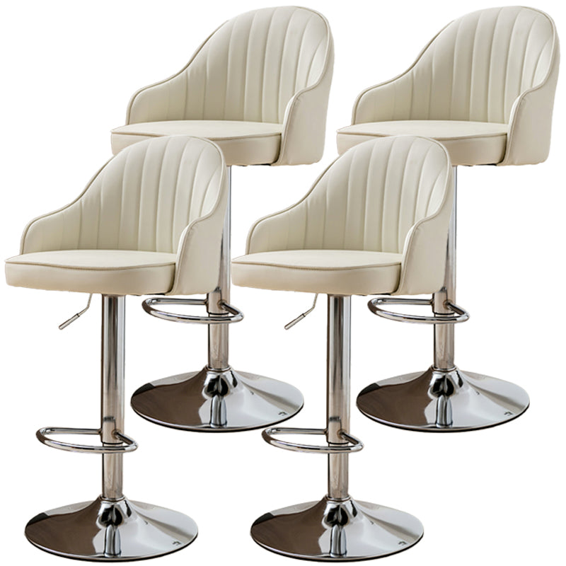 Modern Adjustable Rotatable Counter Stool Steel Cashier Bar Stool with Leather Cushion Off-White 4 Piece Set Bar Stool(31"H) Clearhalo 'Bar Furniture' 'Bar Stools' 'bar_stools' 'furn' 'furn_bar_stools' 'furniture_bar_stools' 'Kitchen & Dining Furniture' 'kitchen&dining_furn' 'kitchen' 'kitchen_furn' Furniture' 4556127