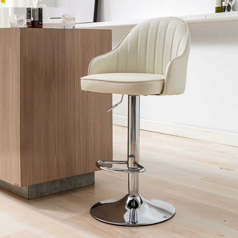 Modern Adjustable Rotatable Counter Stool Steel Cashier Bar Stool with Leather Cushion Off-White 1 Piece Bar Stool(31"H) Clearhalo 'Bar Furniture' 'Bar Stools' 'bar_stools' 'furn' 'furn_bar_stools' 'furniture_bar_stools' 'Kitchen & Dining Furniture' 'kitchen&dining_furn' 'kitchen' 'kitchen_furn' Furniture' 4556128