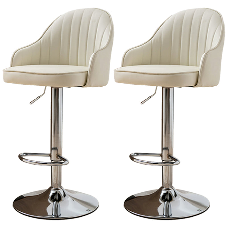 Modern Adjustable Rotatable Counter Stool Steel Cashier Bar Stool with Leather Cushion Off-White 2 Piece Set Bar Stool(31"H) Clearhalo 'Bar Furniture' 'Bar Stools' 'bar_stools' 'furn' 'furn_bar_stools' 'furniture_bar_stools' 'Kitchen & Dining Furniture' 'kitchen&dining_furn' 'kitchen' 'kitchen_furn' Furniture' 4556129