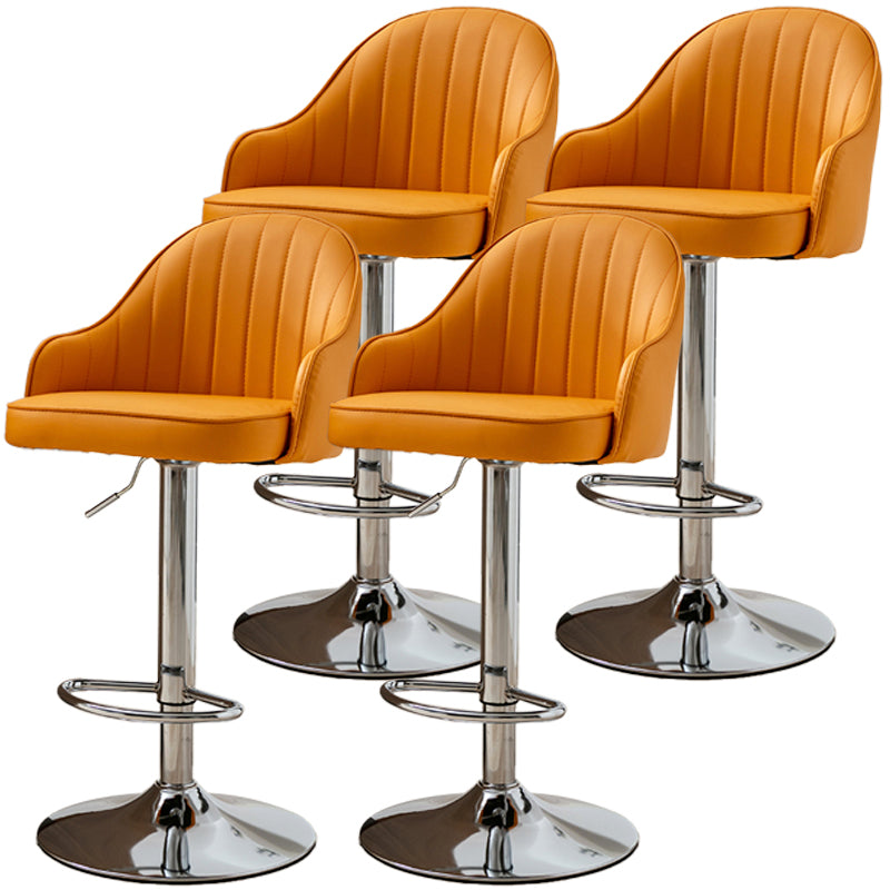 Modern Adjustable Rotatable Counter Stool Steel Cashier Bar Stool with Leather Cushion Orange 4 Piece Set Bar Stool(31"H) Clearhalo 'Bar Furniture' 'Bar Stools' 'bar_stools' 'furn' 'furn_bar_stools' 'furniture_bar_stools' 'Kitchen & Dining Furniture' 'kitchen&dining_furn' 'kitchen' 'kitchen_furn' Furniture' 4556130