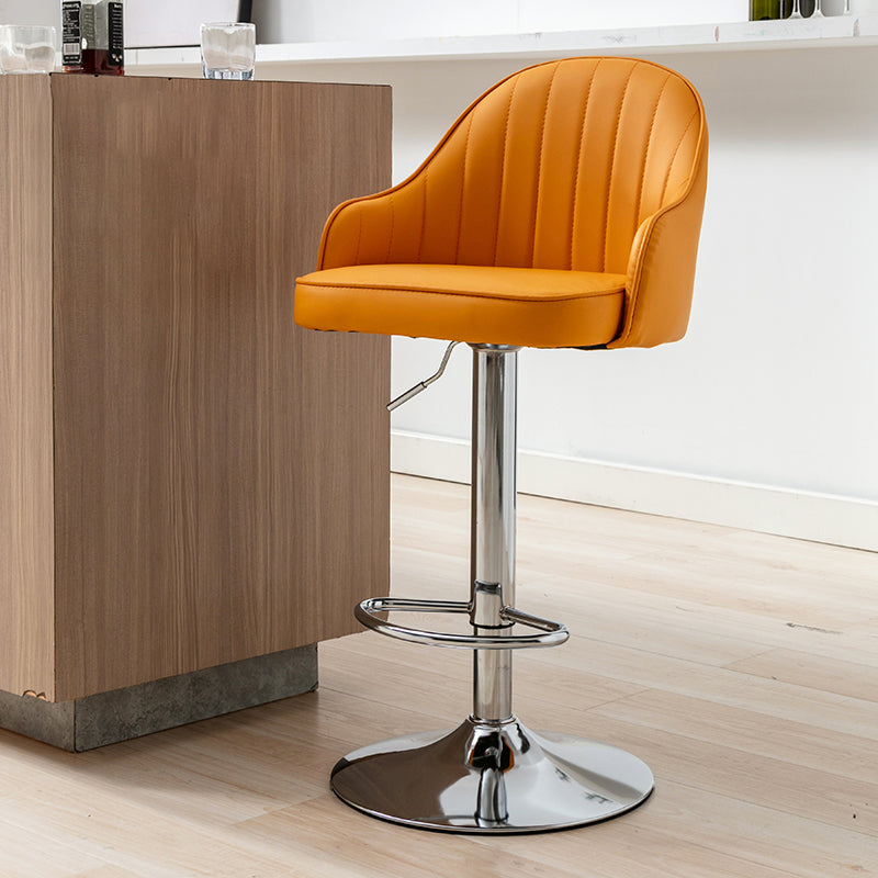 Modern Adjustable Rotatable Counter Stool Steel Cashier Bar Stool with Leather Cushion Orange 1 Piece Bar Stool(31"H) Clearhalo 'Bar Furniture' 'Bar Stools' 'bar_stools' 'furn' 'furn_bar_stools' 'furniture_bar_stools' 'Kitchen & Dining Furniture' 'kitchen&dining_furn' 'kitchen' 'kitchen_furn' Furniture' 4556131
