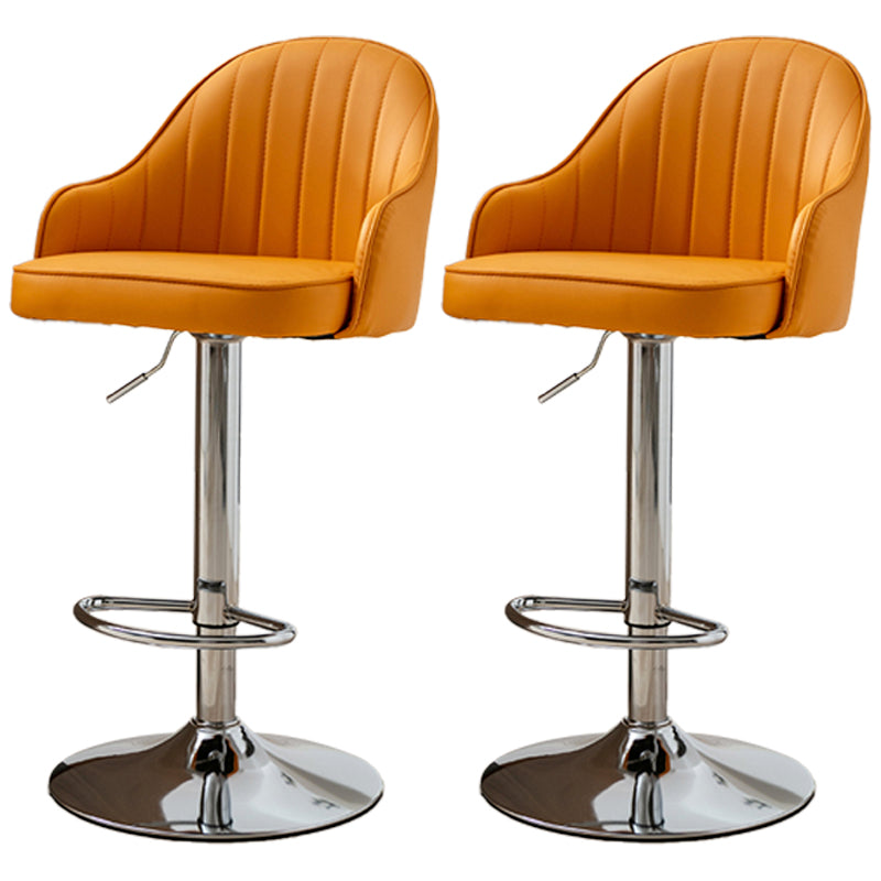 Modern Adjustable Rotatable Counter Stool Steel Cashier Bar Stool with Leather Cushion Orange 2 Piece Set Bar Stool(31"H) Clearhalo 'Bar Furniture' 'Bar Stools' 'bar_stools' 'furn' 'furn_bar_stools' 'furniture_bar_stools' 'Kitchen & Dining Furniture' 'kitchen&dining_furn' 'kitchen' 'kitchen_furn' Furniture' 4556132