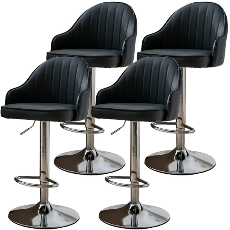 Modern Adjustable Rotatable Counter Stool Steel Cashier Bar Stool with Leather Cushion Black 4 Piece Set Bar Stool(31"H) Clearhalo 'Bar Furniture' 'Bar Stools' 'bar_stools' 'furn' 'furn_bar_stools' 'furniture_bar_stools' 'Kitchen & Dining Furniture' 'kitchen&dining_furn' 'kitchen' 'kitchen_furn' Furniture' 4556133