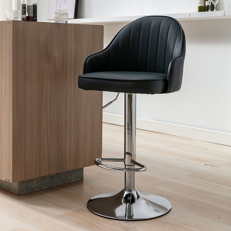 Modern Adjustable Rotatable Counter Stool Steel Cashier Bar Stool with Leather Cushion Black 1 Piece Bar Stool(31"H) Clearhalo 'Bar Furniture' 'Bar Stools' 'bar_stools' 'furn' 'furn_bar_stools' 'furniture_bar_stools' 'Kitchen & Dining Furniture' 'kitchen&dining_furn' 'kitchen' 'kitchen_furn' Furniture' 4556134