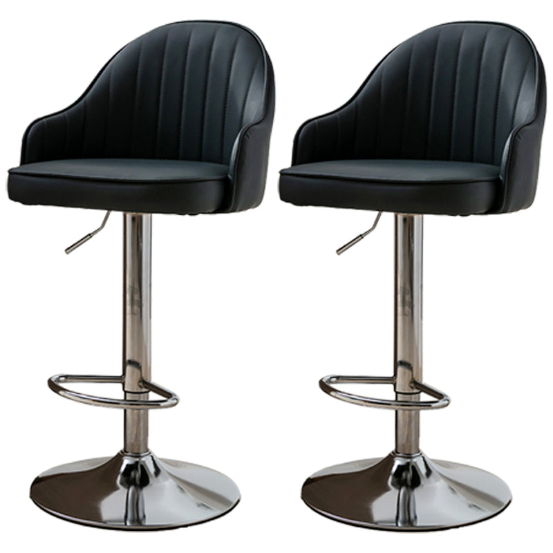 Modern Adjustable Rotatable Counter Stool Steel Cashier Bar Stool with Leather Cushion Black 2 Piece Set Bar Stool(31"H) Clearhalo 'Bar Furniture' 'Bar Stools' 'bar_stools' 'furn' 'furn_bar_stools' 'furniture_bar_stools' 'Kitchen & Dining Furniture' 'kitchen&dining_furn' 'kitchen' 'kitchen_furn' Furniture' 4556135