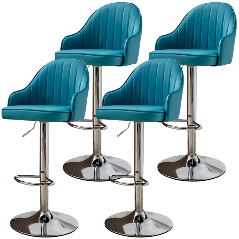 Modern Adjustable Rotatable Counter Stool Steel Cashier Bar Stool with Leather Cushion Lake Blue 4 Piece Set Bar Stool(31"H) Clearhalo 'Bar Furniture' 'Bar Stools' 'bar_stools' 'furn' 'furn_bar_stools' 'furniture_bar_stools' 'Kitchen & Dining Furniture' 'kitchen&dining_furn' 'kitchen' 'kitchen_furn' Furniture' 4556136