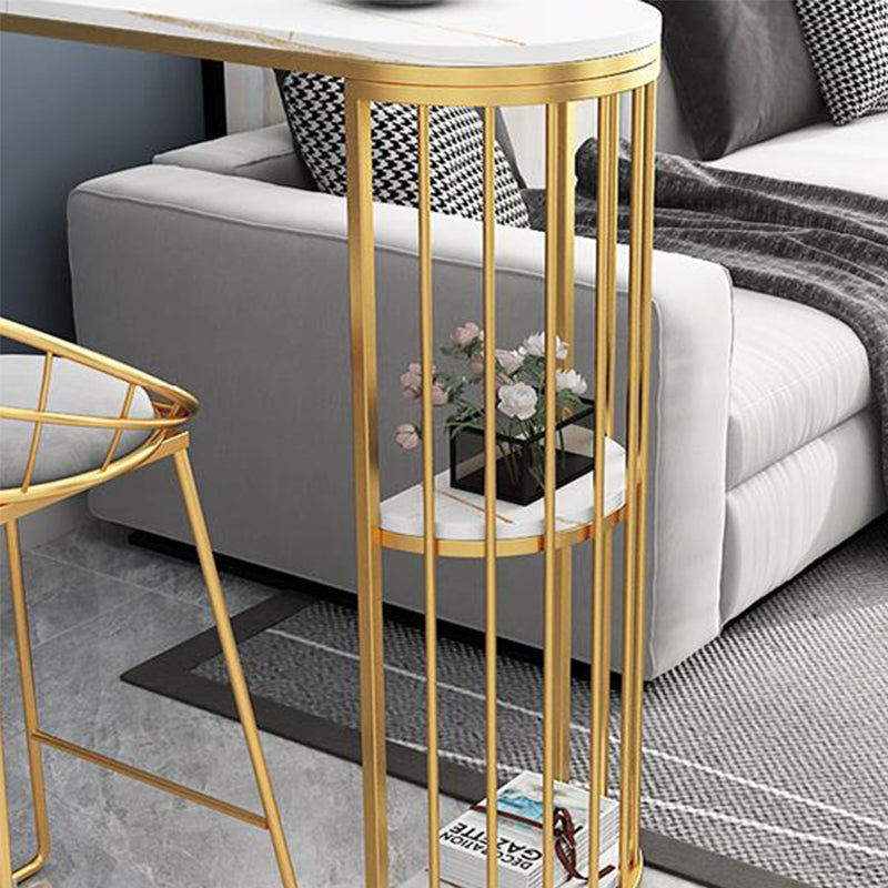 Modern Marble Pub Table with Specialty Table Top Double Pedestal Table - 42" H Clearhalo 'Bar Furniture' 'Bar Tables' 'bar_tables' 'furn' 'furn_bar_tables' 'Furniture' 'furniture_bar_tables' 'Kitchen & Dining Furniture' 4556150