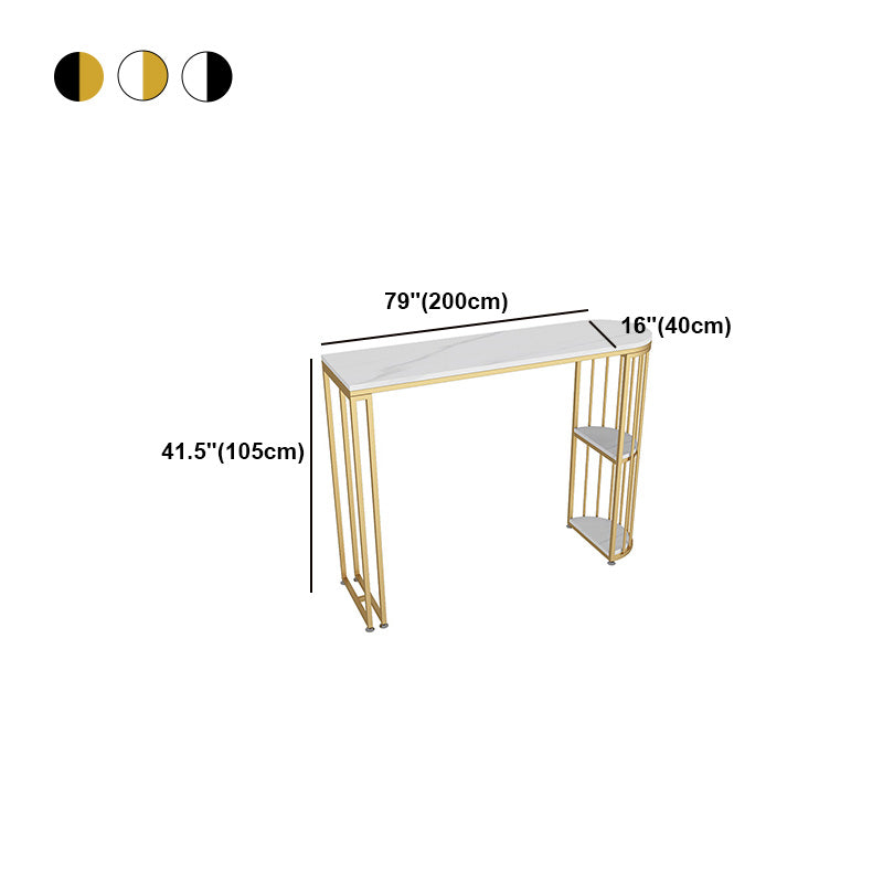 Modern Marble Pub Table with Specialty Table Top Double Pedestal Table - 42" H Clearhalo 'Bar Furniture' 'Bar Tables' 'bar_tables' 'furn' 'furn_bar_tables' 'Furniture' 'furniture_bar_tables' 'Kitchen & Dining Furniture' 4556155