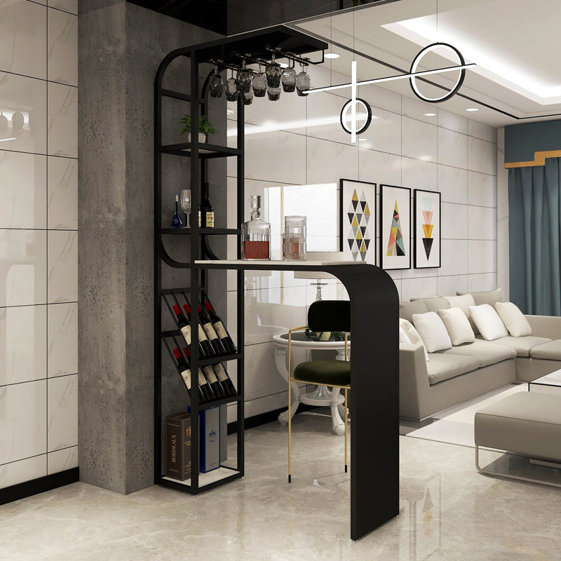 White and Black Modern Style Specialty in Faux Marble and Metal Milk Tea Shop Bar Table Black Without Chairs Clearhalo 'Bar Furniture' 'Bar Tables' 'bar_tables' 'furn' 'furn_bar_tables' 'Furniture' 'furniture_bar_tables' 'Kitchen & Dining Furniture' 4556158