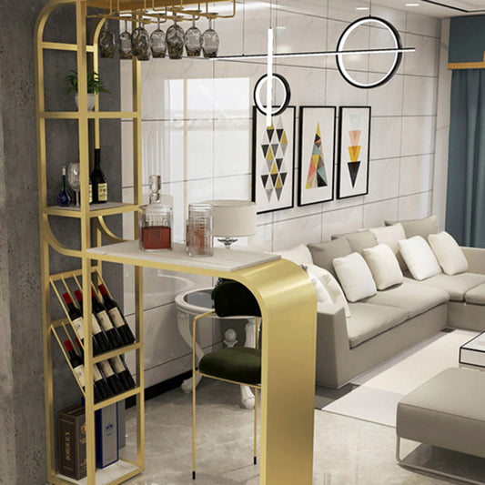 White and Black Modern Style Specialty in Faux Marble and Metal Milk Tea Shop Bar Table Clearhalo 'Bar Furniture' 'Bar Tables' 'bar_tables' 'furn' 'furn_bar_tables' 'Furniture' 'furniture_bar_tables' 'Kitchen & Dining Furniture' 4556162