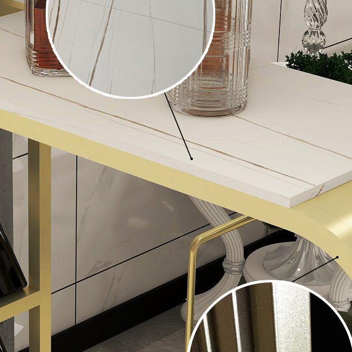 White and Black Modern Style Specialty in Faux Marble and Metal Milk Tea Shop Bar Table Clearhalo 'Bar Furniture' 'Bar Tables' 'bar_tables' 'furn' 'furn_bar_tables' 'Furniture' 'furniture_bar_tables' 'Kitchen & Dining Furniture' 4556164