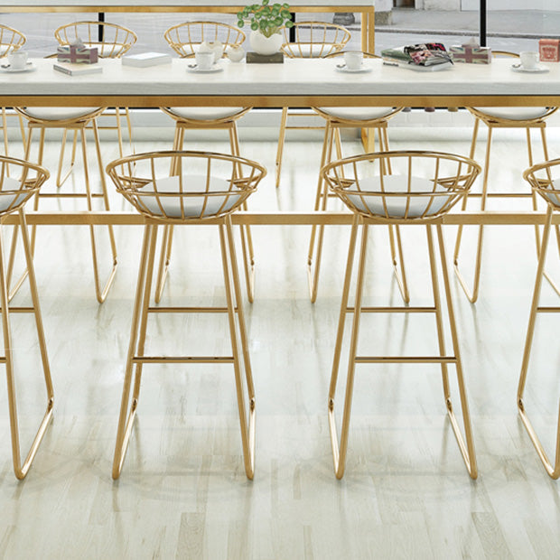 White Glam Style Counter in Faux Marble and Iron Milk Tea Shop Bar Table Clearhalo 'Bar Furniture' 'Bar Tables' 'bar_tables' 'furn' 'furn_bar_tables' 'Furniture' 'furniture_bar_tables' 'Kitchen & Dining Furniture' 4556172