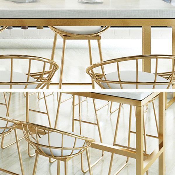 White Glam Style Counter in Faux Marble and Iron Milk Tea Shop Bar Table Clearhalo 'Bar Furniture' 'Bar Tables' 'bar_tables' 'furn' 'furn_bar_tables' 'Furniture' 'furniture_bar_tables' 'Kitchen & Dining Furniture' 4556174