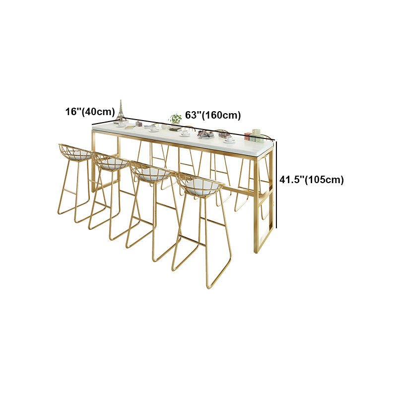 White Glam Style Counter in Faux Marble and Iron Milk Tea Shop Bar Table Clearhalo 'Bar Furniture' 'Bar Tables' 'bar_tables' 'furn' 'furn_bar_tables' 'Furniture' 'furniture_bar_tables' 'Kitchen & Dining Furniture' 4556175