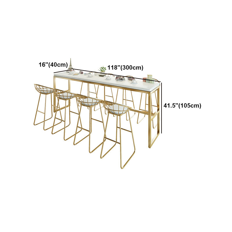 White Glam Style Counter in Faux Marble and Iron Milk Tea Shop Bar Table Clearhalo 'Bar Furniture' 'Bar Tables' 'bar_tables' 'furn' 'furn_bar_tables' 'Furniture' 'furniture_bar_tables' 'Kitchen & Dining Furniture' 4556183