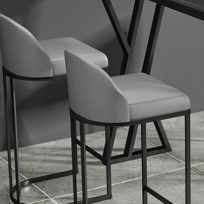 Modern Marble Pub Table with Rectangle Table Top Black Double Pedestal Table - 42" H Clearhalo 'Bar Furniture' 'Bar Tables' 'bar_tables' 'furn' 'furn_bar_tables' 'Furniture' 'furniture_bar_tables' 'Kitchen & Dining Furniture' 4556194