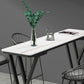Modern Marble Pub Table with Rectangle Table Top Black Double Pedestal Table - 42" H Clearhalo 'Bar Furniture' 'Bar Tables' 'bar_tables' 'furn' 'furn_bar_tables' 'Furniture' 'furniture_bar_tables' 'Kitchen & Dining Furniture' 4556195