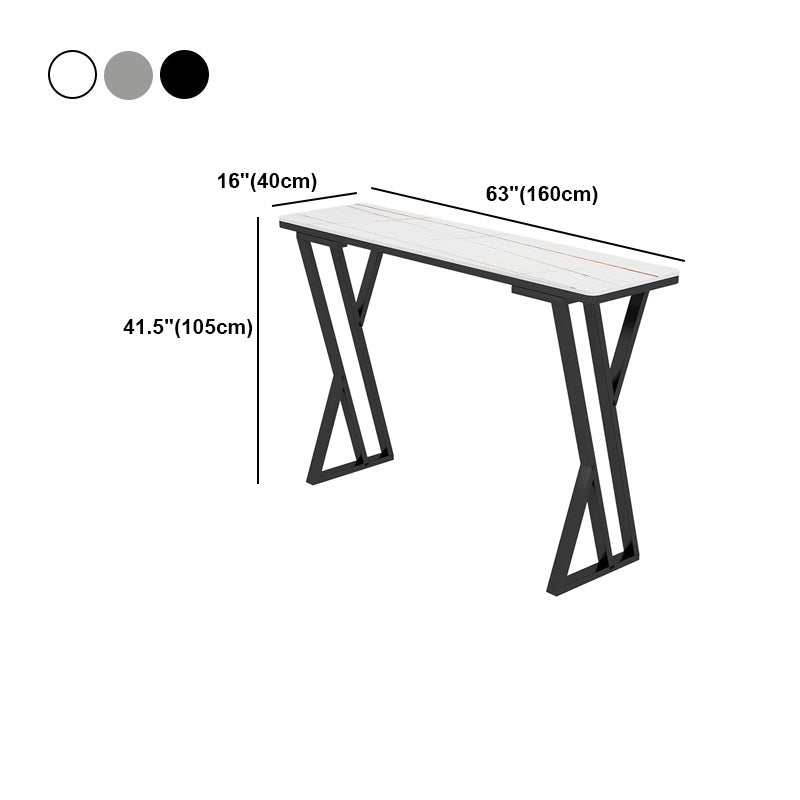 Modern Marble Pub Table with Rectangle Table Top Black Double Pedestal Table - 42" H Clearhalo 'Bar Furniture' 'Bar Tables' 'bar_tables' 'furn' 'furn_bar_tables' 'Furniture' 'furniture_bar_tables' 'Kitchen & Dining Furniture' 4556199