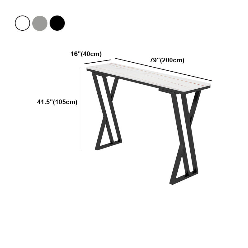 Modern Marble Pub Table with Rectangle Table Top Black Double Pedestal Table - 42" H Clearhalo 'Bar Furniture' 'Bar Tables' 'bar_tables' 'furn' 'furn_bar_tables' 'Furniture' 'furniture_bar_tables' 'Kitchen & Dining Furniture' 4556201