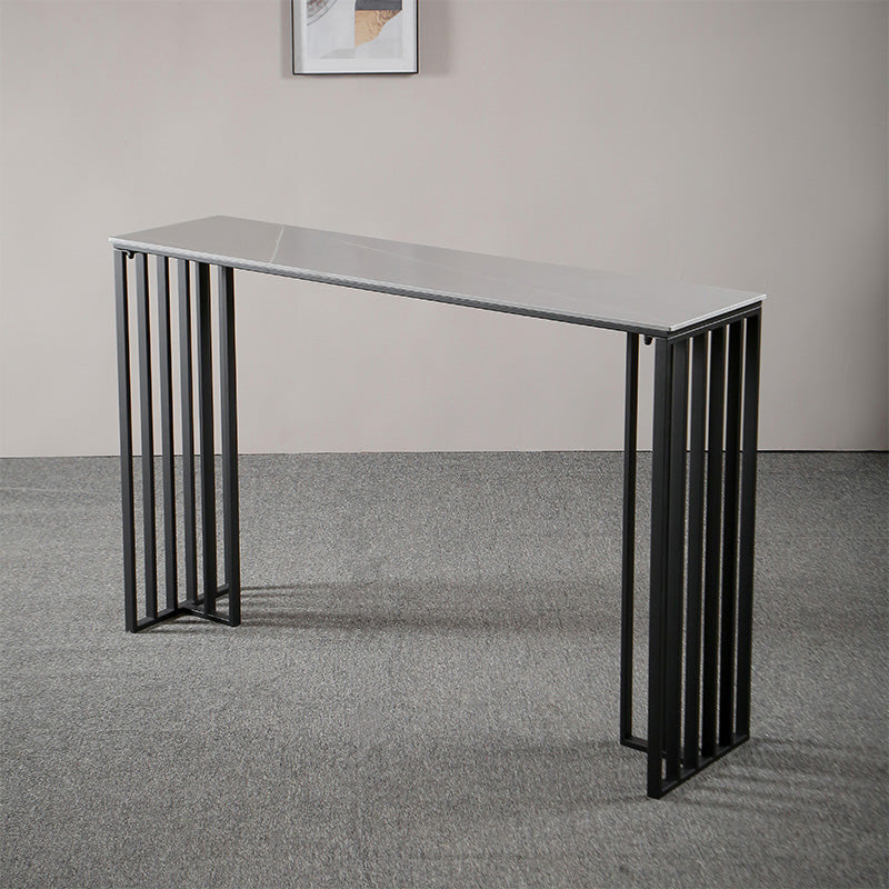 Modern Marble Table with Rectangle Table Top Black Sled Table - 42" H Grey Without Chairs Clearhalo 'Bar Furniture' 'Bar Tables' 'bar_tables' 'furn' 'furn_bar_tables' 'Furniture' 'furniture_bar_tables' 'Kitchen & Dining Furniture' 4556203