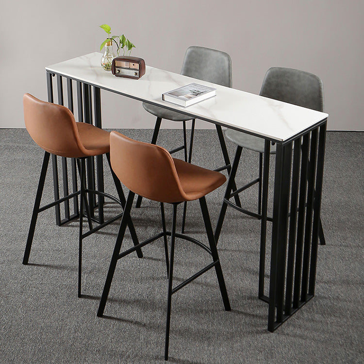 Modern Marble Table with Rectangle Table Top Black Sled Table - 42" H 63"L x 15.7"W x 41.3"H White Without Chairs Clearhalo 'Bar Furniture' 'Bar Tables' 'bar_tables' 'furn' 'furn_bar_tables' 'Furniture' 'furniture_bar_tables' 'Kitchen & Dining Furniture' 4556205